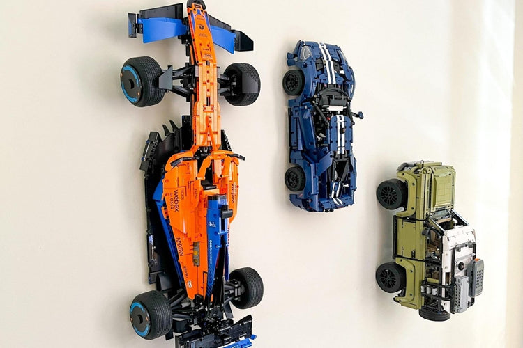 Wall mounted LEGO McLaren F1 Ford GT Land Rover Defender