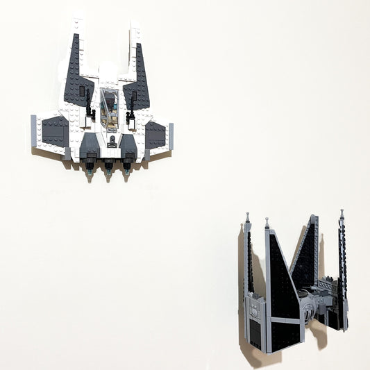 3Dudes & Dad Wall Mount Brackets for LEGO Star Wars Mandalorian Fang Fighter vs TIE Interceptor (set 75348)
