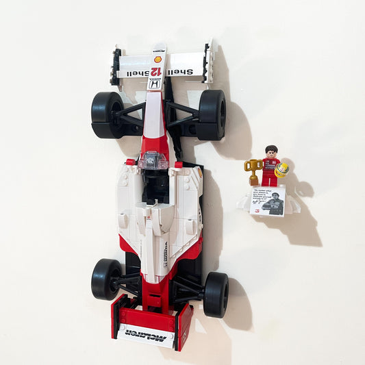 3Dudes & Dad With Wall Mount Bracket for LEGO Icons McLaren MP4/4  (set 10330)