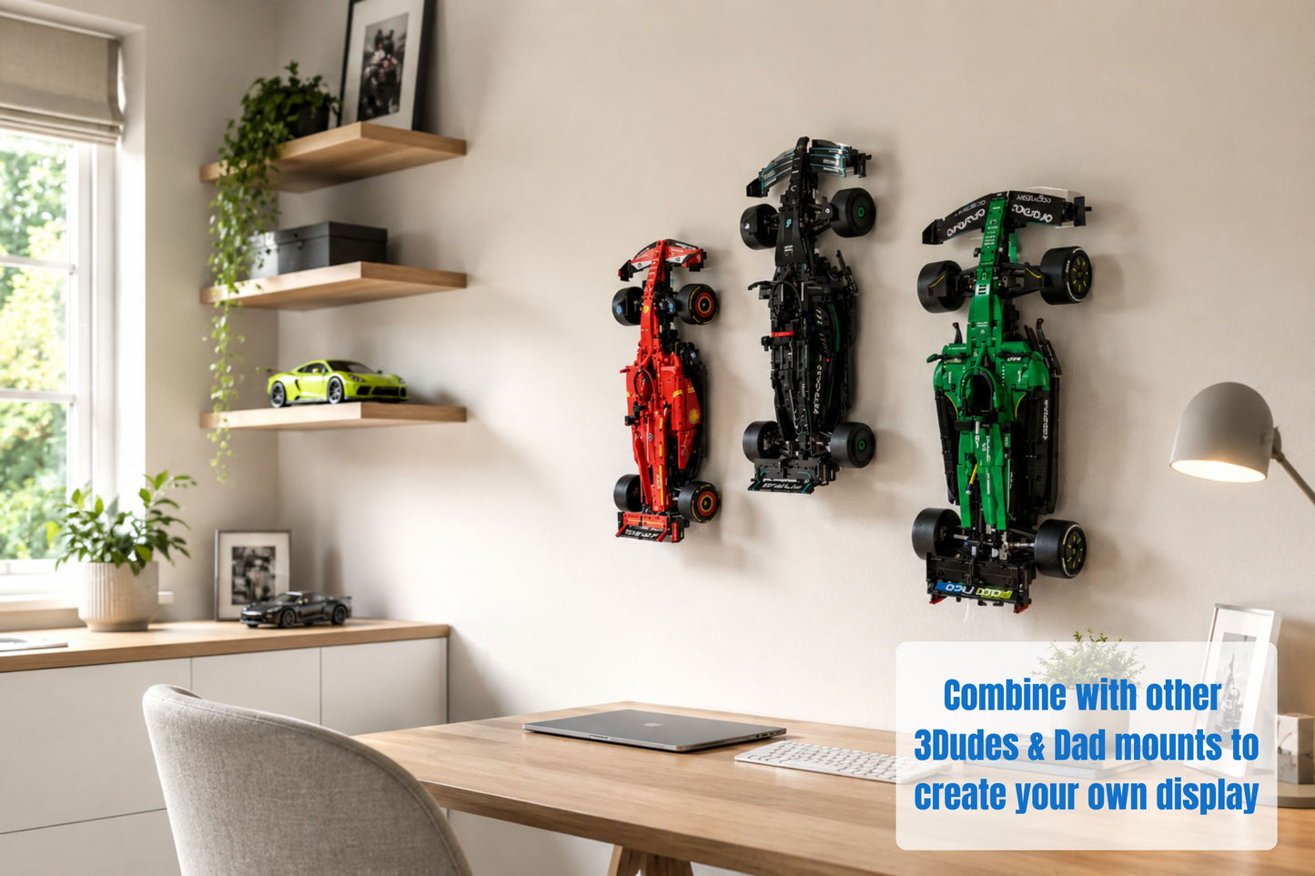 Wall Mount Bracket (vertical) for LEGO Technic Mercedes AMG W14 F1 car (set 42171)