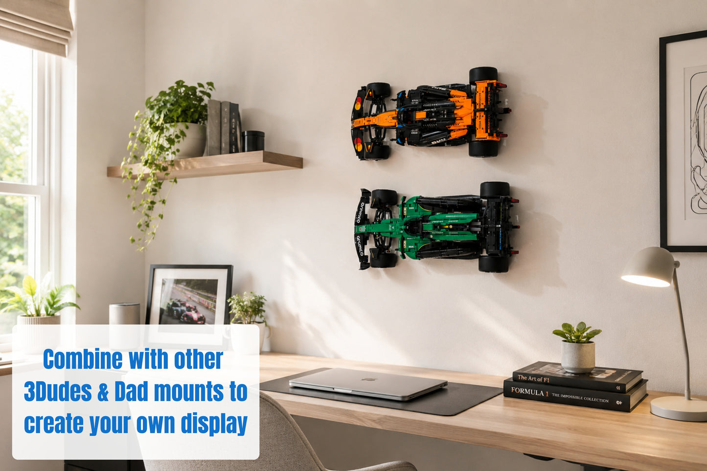 Wall Mount Bracket (horizontal) for LEGO Technic Aston Martin Aramco AMR25 F1 car (set 42240)