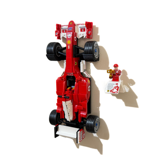 Wall mounted LEGO Icons Ferrari 2004 11375 with minifigure
