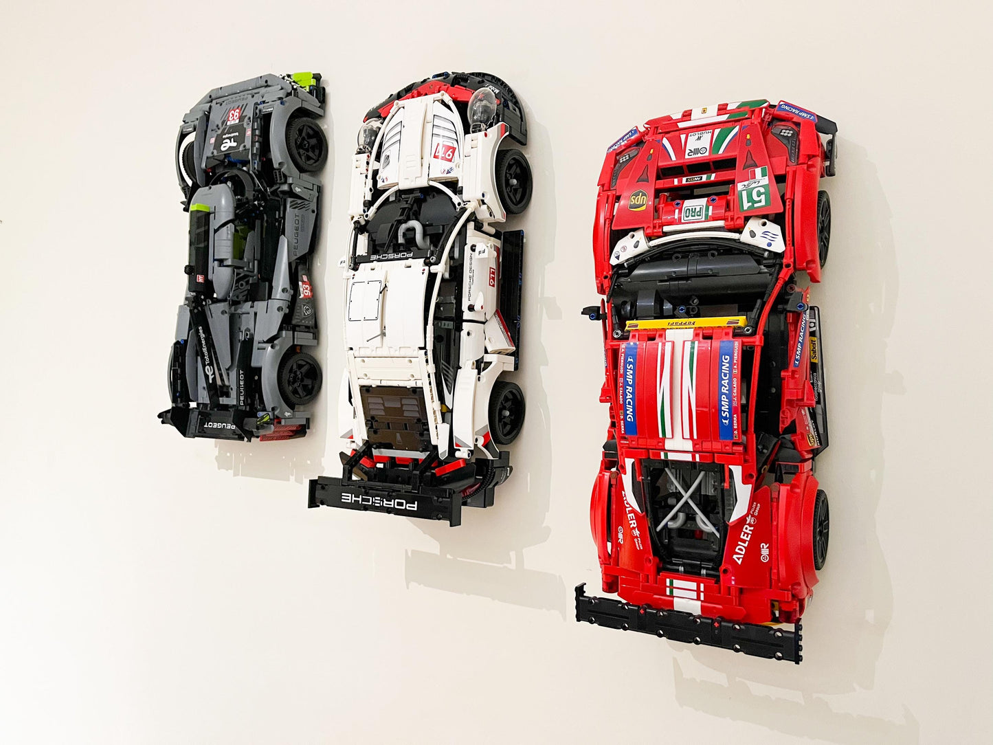Wall Mount Bracket compatible with LEGO?½ Technic Peugeot 9X8 24H Le Mans Hybrid Hypercar (set 42156) - 3Dudes & Dad